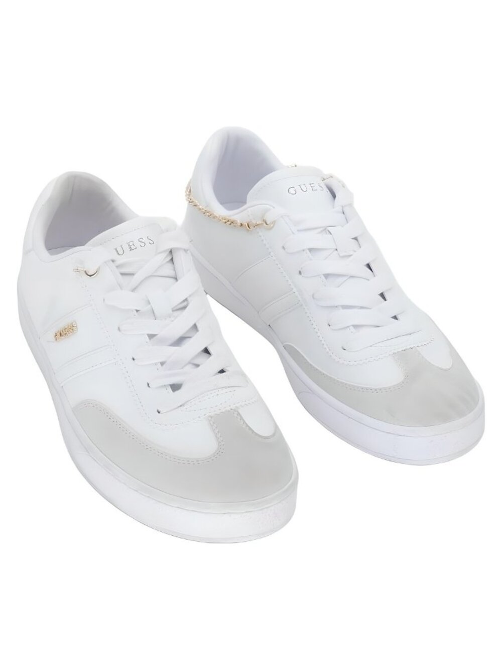GUESS Womens Naoko Charm Lace White Fashion Sneakers Sz 9.5M